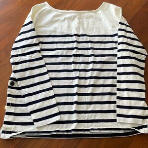 Sezane Boxy White and Cream Blouse